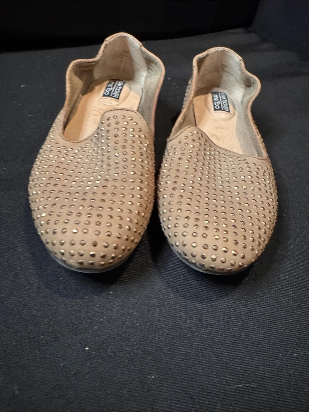 Adam Tucker Nude Studded Slip-On Loafers